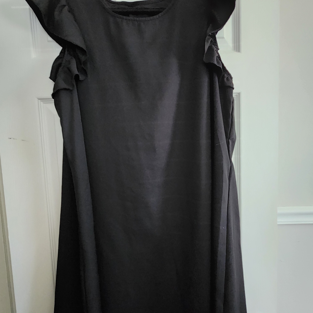 SHEIN Black Mini Dress with Ruffle Sleeves
